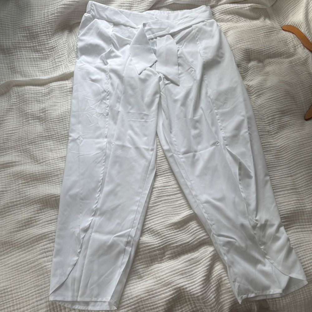 NWT Coolibar White UPF 50+ Sun Protection Wide Split Leg Pants XXL Lightweight